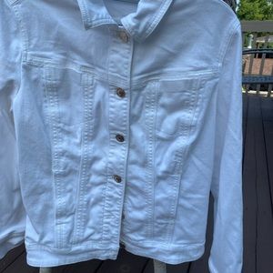 Chico’s denim style white jacket